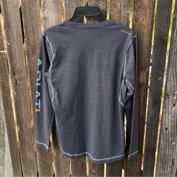 Ariat Wm’s Rebar Workman Logo Long Sleeve T-shirt  In Charcoal Gray Sz S - Picture 9 of 14